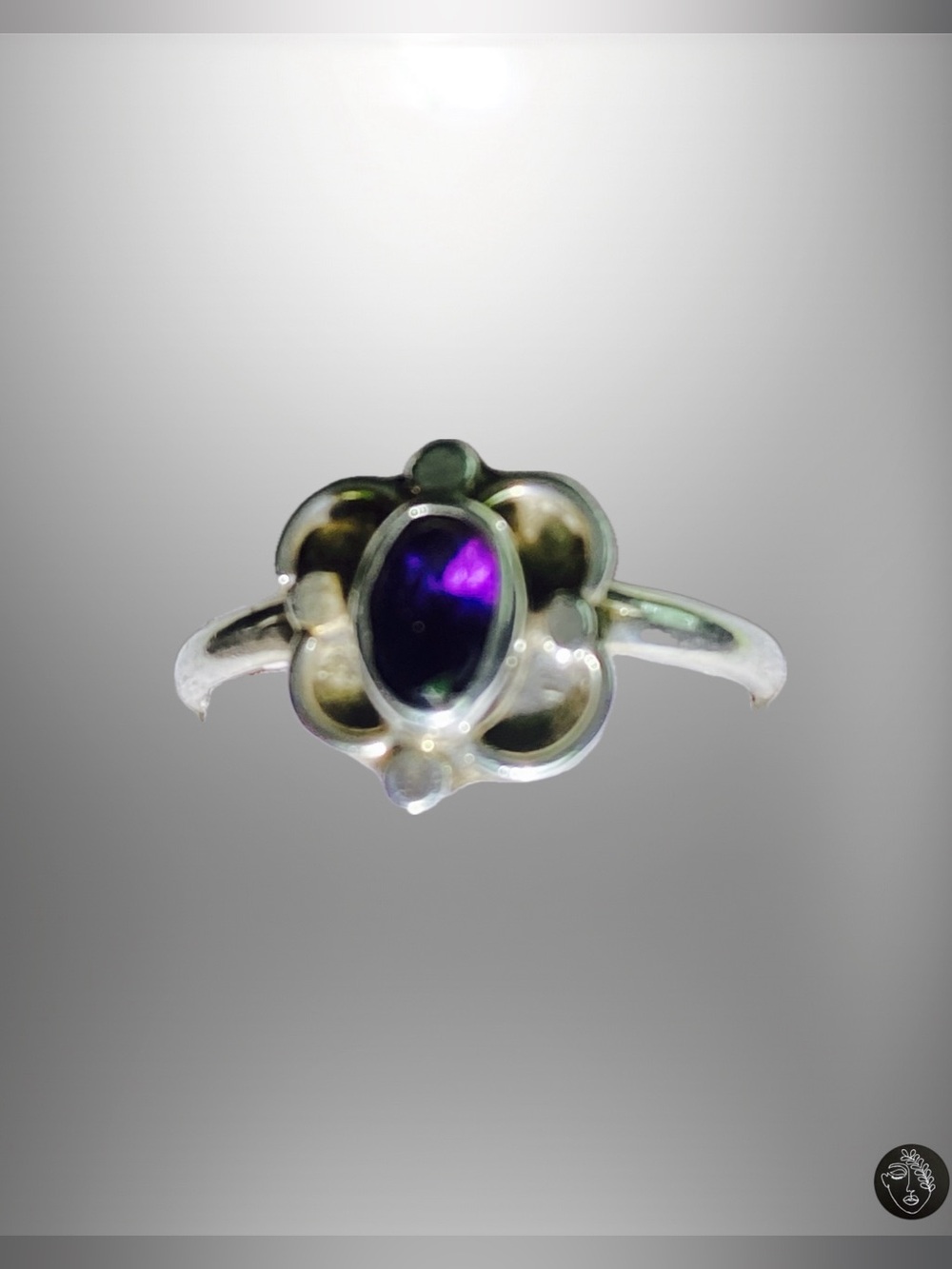 VTG NWT Siberian Amethyst Sterling Silver Flower Ring Size 6 & 6.5